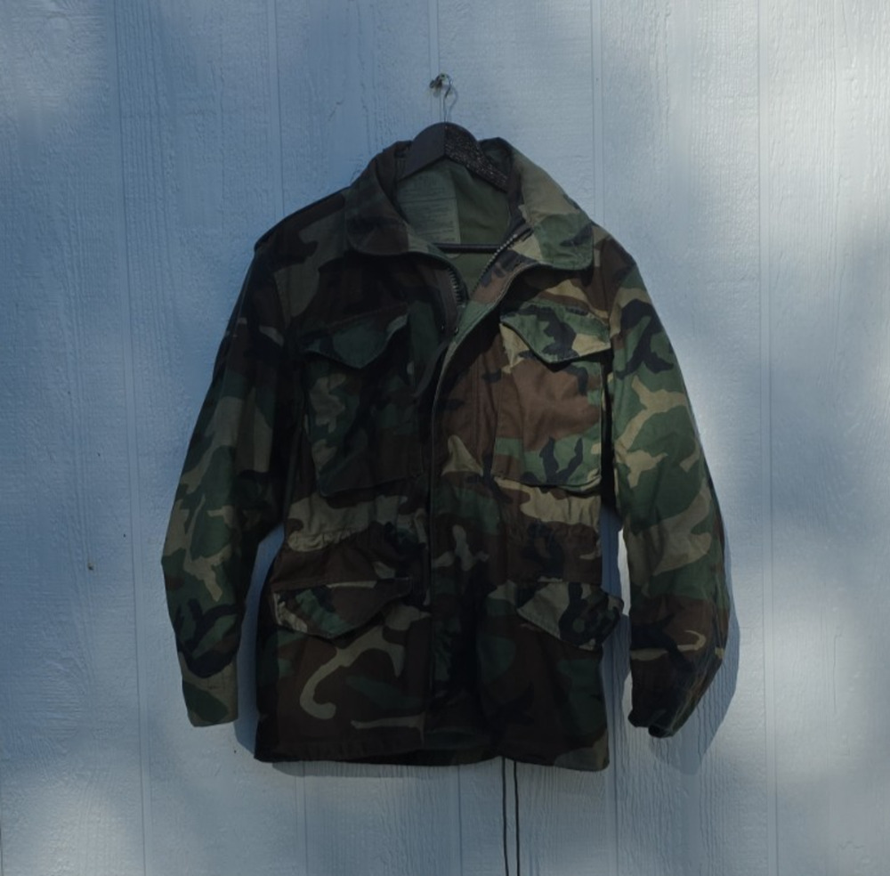 1991 US Army M-65 Woodland Camo Field Jacket Small Short Centre Mfg No Liner